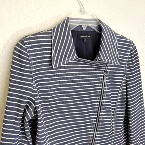 Lafayette 148 Julius Striped Denim Twill Jacket 8 - Picture 3 of 10